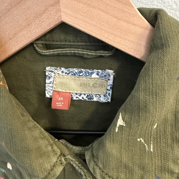 Pilcro cropped Olive Paint-Splatter Utility Jacket xs - Picture 5 of 10